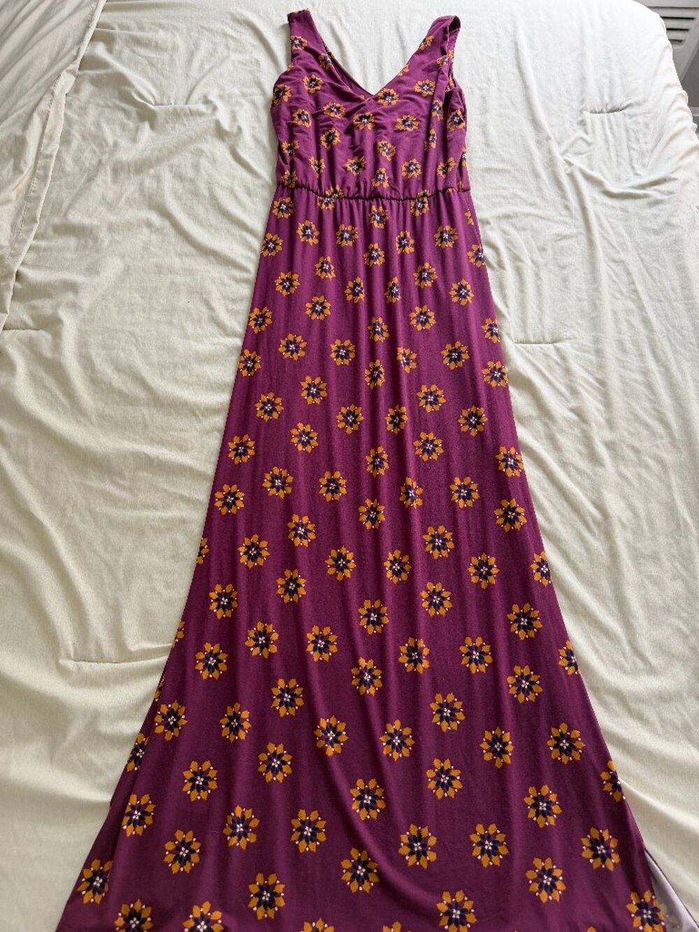 Nine Britton Sleeveless Maxi Dress Purple Floral Empire Boho Soft Jersey Size M